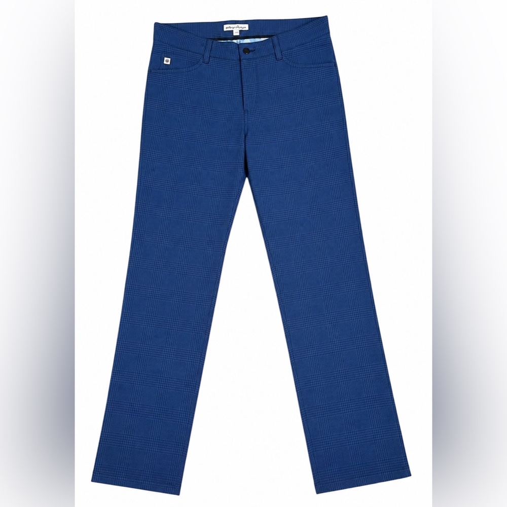 Peter Millar Crown Sport Golf Pants Mens 34x34 Blue Plaid Stretch Performance